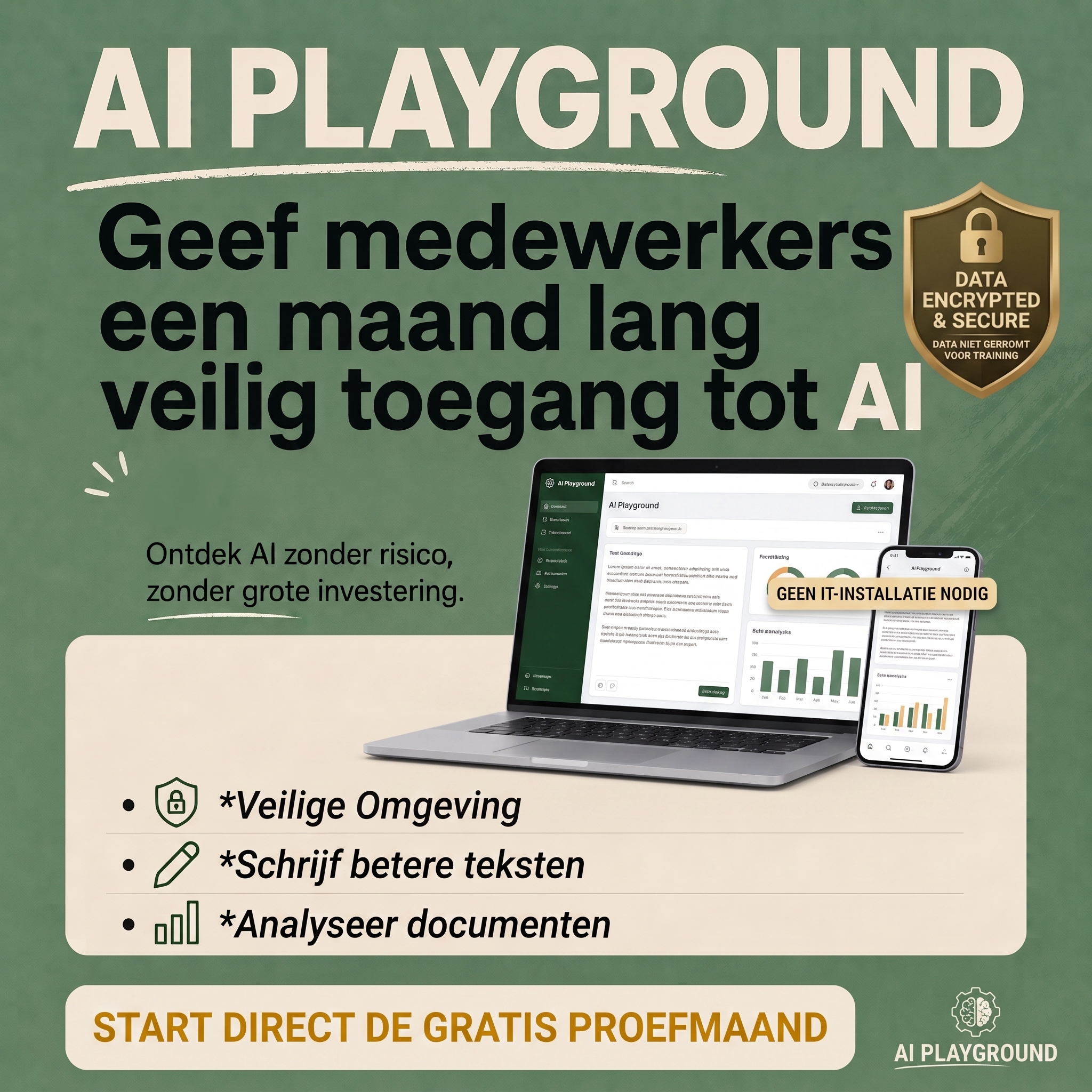 AI Playground op een laptop en telefoon voor een team